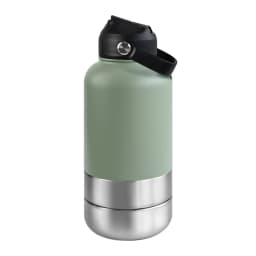 OKKPETS 32Oz Portable 3 in 1 Pet Water Bottle Stainless Steel Pet Feeder Travel Outdoor 34Oz Multifunc Pet Bowl Dog Food Cup