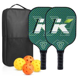Pickleball Paddles Set of 2 USAPA Approved Fiberglass Pickle Ball Paddles with 4 Pickle Balls Durable Racket for Beginners
