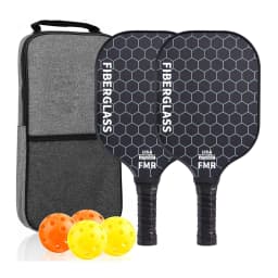 Pickleball Paddles Set of 2 USAPA Approved Fiberglass Pickle Ball Paddles with 4 Pickle Balls Durable Racket for Beginners