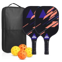 Pickleball Paddles Set of 2 USAPA Approved Fiberglass Pickle Ball Paddles with 4 Pickle Balls Durable Racket for Beginners