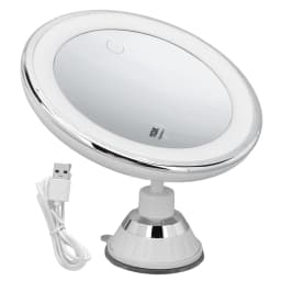 Suction Cup Makeup Mirror with 3 Light Colors Alloy 22 LED Lamp Beads 10x Magnify Rotating Mirror Easy Install Battery Powered