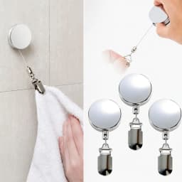 1/2/3/5pc No Punch Self Adhesive Retractabl Towel Rack Wall Mount Towel Holder Auto Rebound Design with Strong Clip for Bathroom