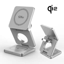 Qi2/Qi1 3 in 1 15W Magnetic Wireless Charger for Iphone 17 16 15 Fast Charging Folding for Apple Watch Airpods Wireless Charger