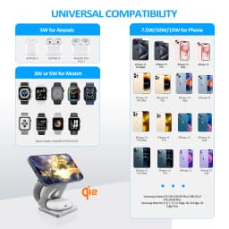 Qi2/Qi1 3 in 1 15W Magnetic Wireless Charger for Iphone 17 16 15 Fast Charging Folding for Apple Watch Airpods Wireless Charger