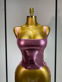 Sparkly Slver Gold Bandage Top Women Sexy Nightclub Evening Party Backless Spicy Girl High Street Stage Outfit