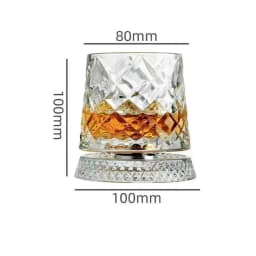【Whiskey Glasses Rotating Whisky Glass With Glass Base 360 Rotate Degrees Crystal Rum Glass For Cocktail Party Drinking】