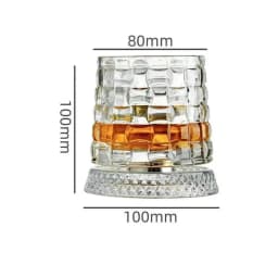 【Whiskey Glasses Rotating Whisky Glass With Glass Base 360 Rotate Degrees Crystal Rum Glass For Cocktail Party Drinking】