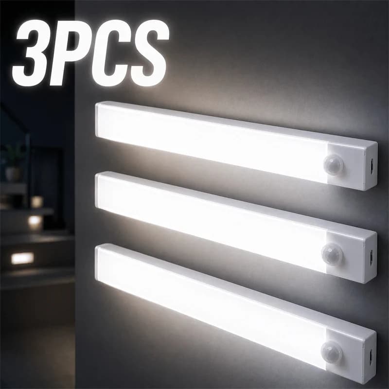 Wireless Rechargeable LED Motion Sensor Night Light Cabinet Light For Closet Kitchen Wardrobe Stairs