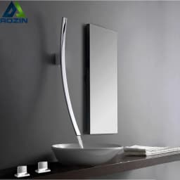 Rozin Wall Mounted 70cm Spout Waterfall Basin Faucet Single Handle Chrome Bathroom Mixer Tap Concealed Basin Sink Torneira