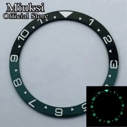 Miuksi 38mm flat C3 green luminous ceramic bezel Insert fit SKX007 SKX009 bezel insert 38mm*31.5mm replacement watch parts