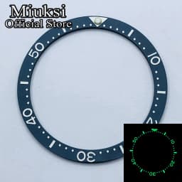 Miuksi 38mm flat C3 green luminous ceramic bezel Insert fit SKX007 SKX009 bezel insert 38mm*31.5mm replacement watch parts