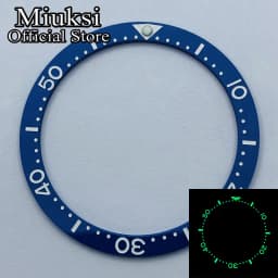 Miuksi 38mm flat C3 green luminous ceramic bezel Insert fit SKX007 SKX009 bezel insert 38mm*31.5mm replacement watch parts