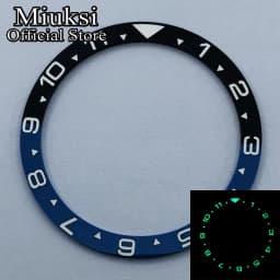 Miuksi 38mm flat C3 green luminous ceramic bezel Insert fit SKX007 SKX009 bezel insert 38mm*31.5mm replacement watch parts