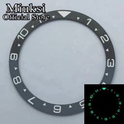 Miuksi 38mm flat C3 green luminous ceramic bezel Insert fit SKX007 SKX009 bezel insert 38mm*31.5mm replacement watch parts