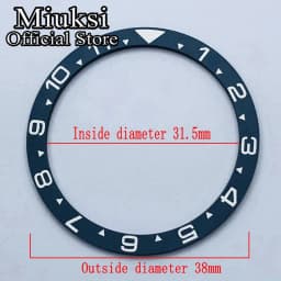 Miuksi 38mm flat C3 green luminous ceramic bezel Insert fit SKX007 SKX009 bezel insert 38mm*31.5mm replacement watch parts