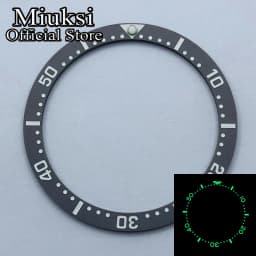 Miuksi 38mm flat C3 green luminous ceramic bezel Insert fit SKX007 SKX009 bezel insert 38mm*31.5mm replacement watch parts