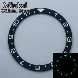 Miuksi 38mm flat C3 green luminous ceramic bezel Insert fit SKX007 SKX009 bezel insert 38mm*31.5mm replacement watch parts