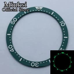 Miuksi 38mm flat C3 green luminous ceramic bezel Insert fit SKX007 SKX009 bezel insert 38mm*31.5mm replacement watch parts