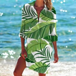 Summer Hawaii Beach Sunflower Leaf 3D Print Blouses Women Long Sleeve Mid-length Shirts Buttons Shirt Blouse Girls Pocket Tops