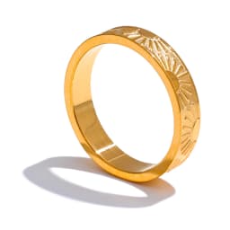 Yhpup Minimalist Stainless Steel Sun Round Finger Ring Individualistic Chic Water Resistant Jewelry Accessories