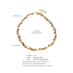 Yhpup Stainless Steel Cubic Zirconia Flower Chain Necklace Popular Temperament Charm Chic Jewelry Tarnish Resistant