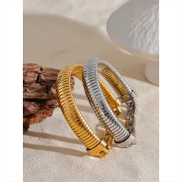 Yhpup High Quality Stainless Steel Metal Texture Bracelet Bangle 18K PVD Plated Rust Proof Personalized Attractive Jewelry New