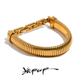 Yhpup High Quality Stainless Steel Metal Texture Bracelet Bangle 18K PVD Plated Rust Proof Personalized Attractive Jewelry New