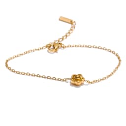 Yhpup Chic Stainless Steel Rose Flower Chain Necklace Bracelet Earrings Set Gold & Platinum PVD Waterproof Plated Daily Jewelry