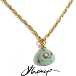 Yhpup New Arrivals Natural Stone Rectangle Triangle Necklace Pendant Exclusive