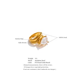 Yhpup Stainless Steel Shiny Cubic Zirconia Water Drop Ring New Arrivals Dainty Premium Women Finger Jewelry Gift