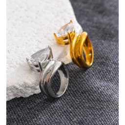 Yhpup Stainless Steel Shiny Cubic Zirconia Water Drop Ring New Arrivals Dainty Premium Women Finger Jewelry Gift