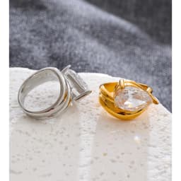 Yhpup Stainless Steel Shiny Cubic Zirconia Water Drop Ring New Arrivals Dainty Premium Women Finger Jewelry Gift