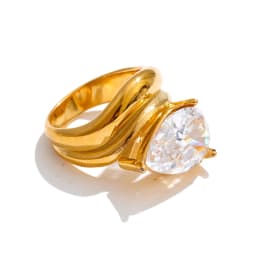 Yhpup Stainless Steel Shiny Cubic Zirconia Water Drop Ring New Arrivals Dainty Premium Women Finger Jewelry Gift