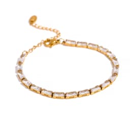 Yhpup Waterproof Fashion White Green Cubic Zirconia Stainless Steel Gorgeous Necklace Bracelet Elegant Charm Jewelry Sets Women