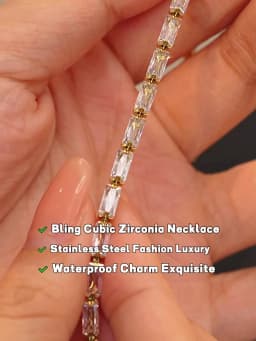 Yhpup Waterproof Fashion White Green Cubic Zirconia Stainless Steel Gorgeous Necklace Bracelet Elegant Charm Jewelry Sets Women