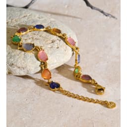 Yhpup Stainless Steel Colorful Opal Stone Chain Bracelet Bangle Exquisite Arrivals Women Jewelry 18K PVD Plated Gift