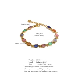 Yhpup Stainless Steel Colorful Opal Stone Chain Bracelet Bangle Exquisite Arrivals Women Jewelry 18K PVD Plated Gift