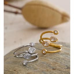 Yhpup Stainless Steel Zirconia Teardrop Round Layered Adjustable Ring New Arrivals Creativity Fashion Jewelry Gift