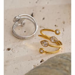 Yhpup Stainless Steel Zirconia Teardrop Round Layered Adjustable Ring New Arrivals Creativity Fashion Jewelry Gift