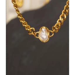 Yhpup Popular Baroque Simulated Pearls Golden Cuban Chain Necklace Earrings Vintage Stainless Steel Elegance Jewelry Gift