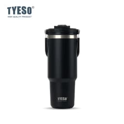 Tyeso Large-Capacity Thermoses Handle Vacuum Cup Dual-Drink Coffee Mug Stainless Steel Ice Cup Car Bottle Hot Cold Retention