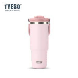Tyeso Large-Capacity Thermoses Handle Vacuum Cup Dual-Drink Coffee Mug Stainless Steel Ice Cup Car Bottle Hot Cold Retention