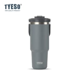 Tyeso Large-Capacity Thermoses Handle Vacuum Cup Dual-Drink Coffee Mug Stainless Steel Ice Cup Car Bottle Hot Cold Retention