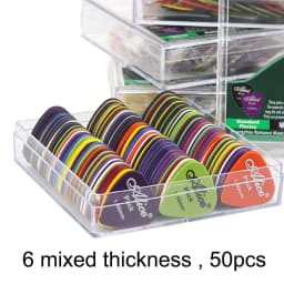 50 Pieces Guitar Picks 0.58/0.71/0.81/0.96/1.2/1.5mm 6 Thickness Plectrum ABS Premium for Acoustic Electric Guitar Bass Ukulele
