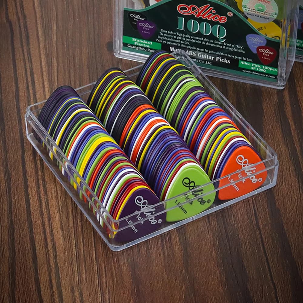 50 Pieces Guitar Picks 0.58/0.71/0.81/0.96/1.2/1.5mm 6 Thickness Plectrum ABS Premium for Acoustic Electric Guitar Bass Ukulele