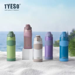 TYESO Vacuum Insulated Bottle 304 Stainless Steel Portable Sports Water Bottle with Straw for Travel Cycling& Outdoor Activities