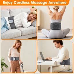 Lumbar Massager Belt, Heated Airbag Waist Support, Cordless Lower Back Wrap, 3 Modes 4 Heat Levels 4 Intensities, USB-C for Home