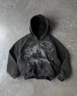 Mens Zip Up Hoodie Dark Blue Wings Print Unique Graphic Y2K Streetwear American Urban Pullover Youth Clothing Hooded Sweatshirt