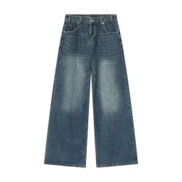 IEFB Vintage Camouflage Men's Jeans Fashion Washed Casual Wide Leg Denim Pants Autumn Winter Loose Male Trousers Old Blue 9C354