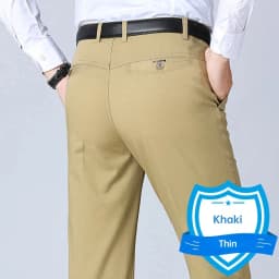 New Arrival 100% Cotton Summer Autumn Men's Casual Pants Fashion Solid Black Beige Gentle Thicken Trousers Brand Smart Suit Pant